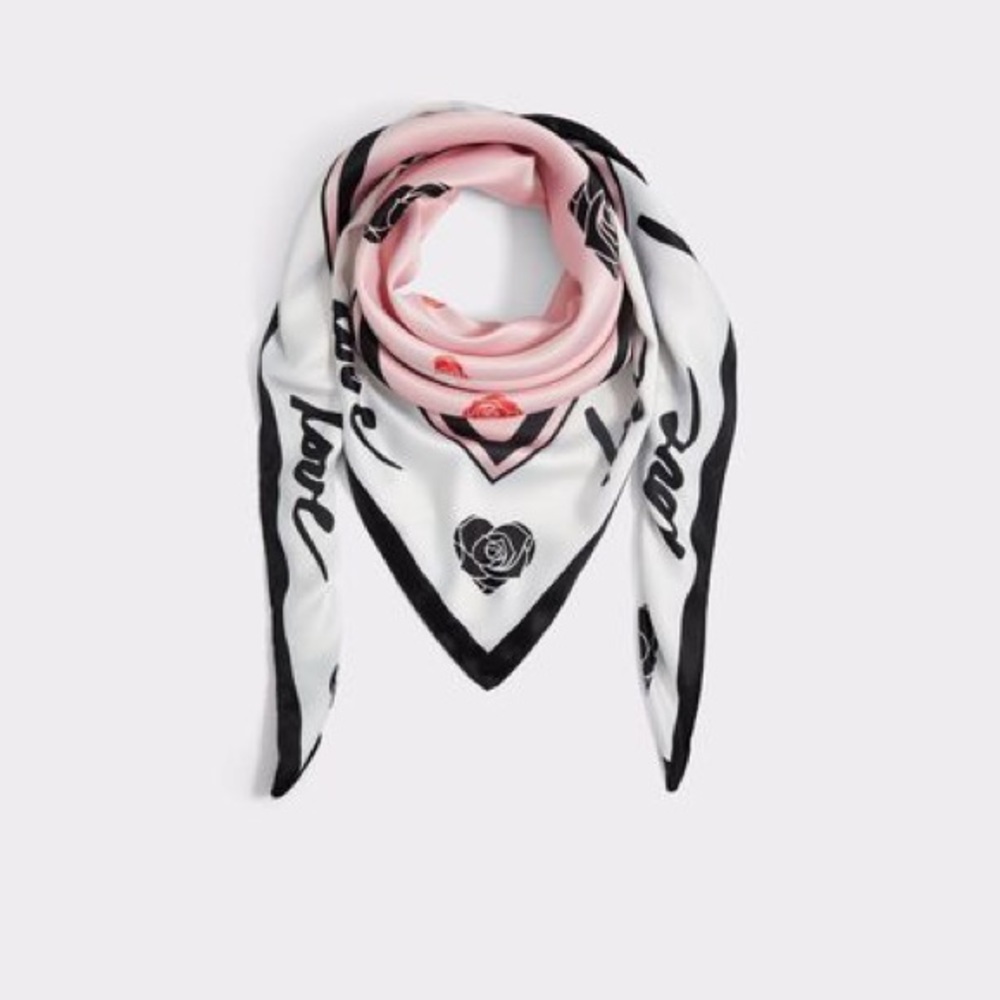 ALDO Floral and Heart Printed Scarf- Pink